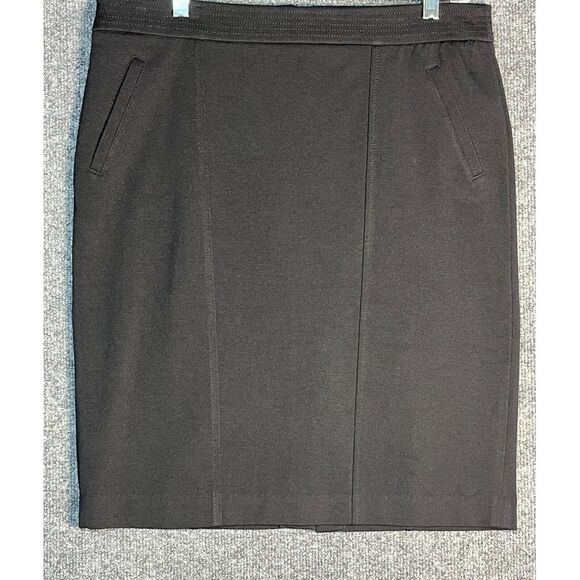 Liz Claiborne Mini Pencil Skirt High Waisted Back Slit Stretch Black Womens 8 - Picture 1 of 11